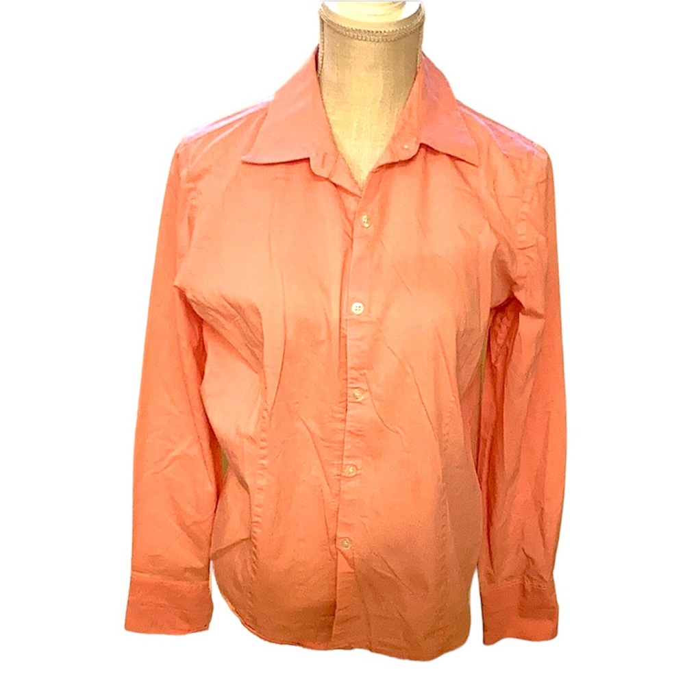 George stretch coral button down Top